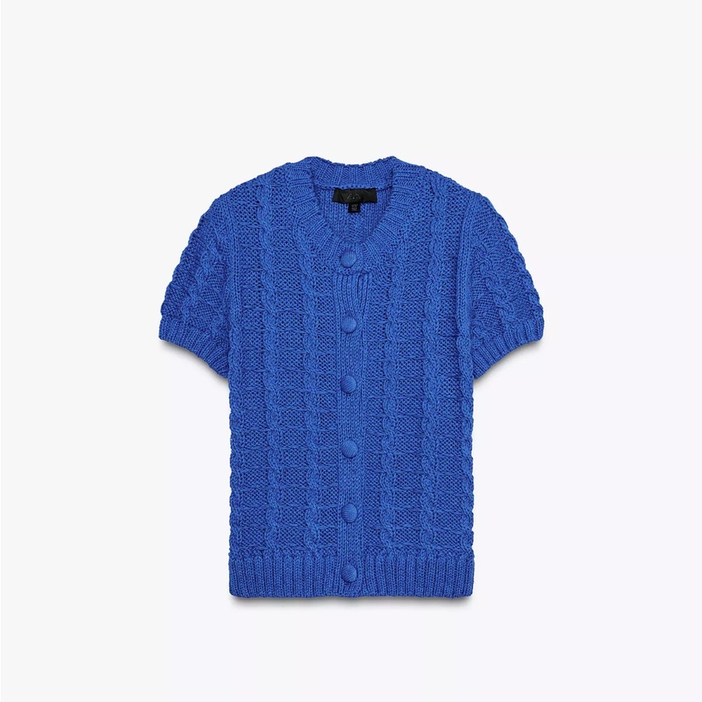 Zara Vibrant Blue Cable Knit Cardigan